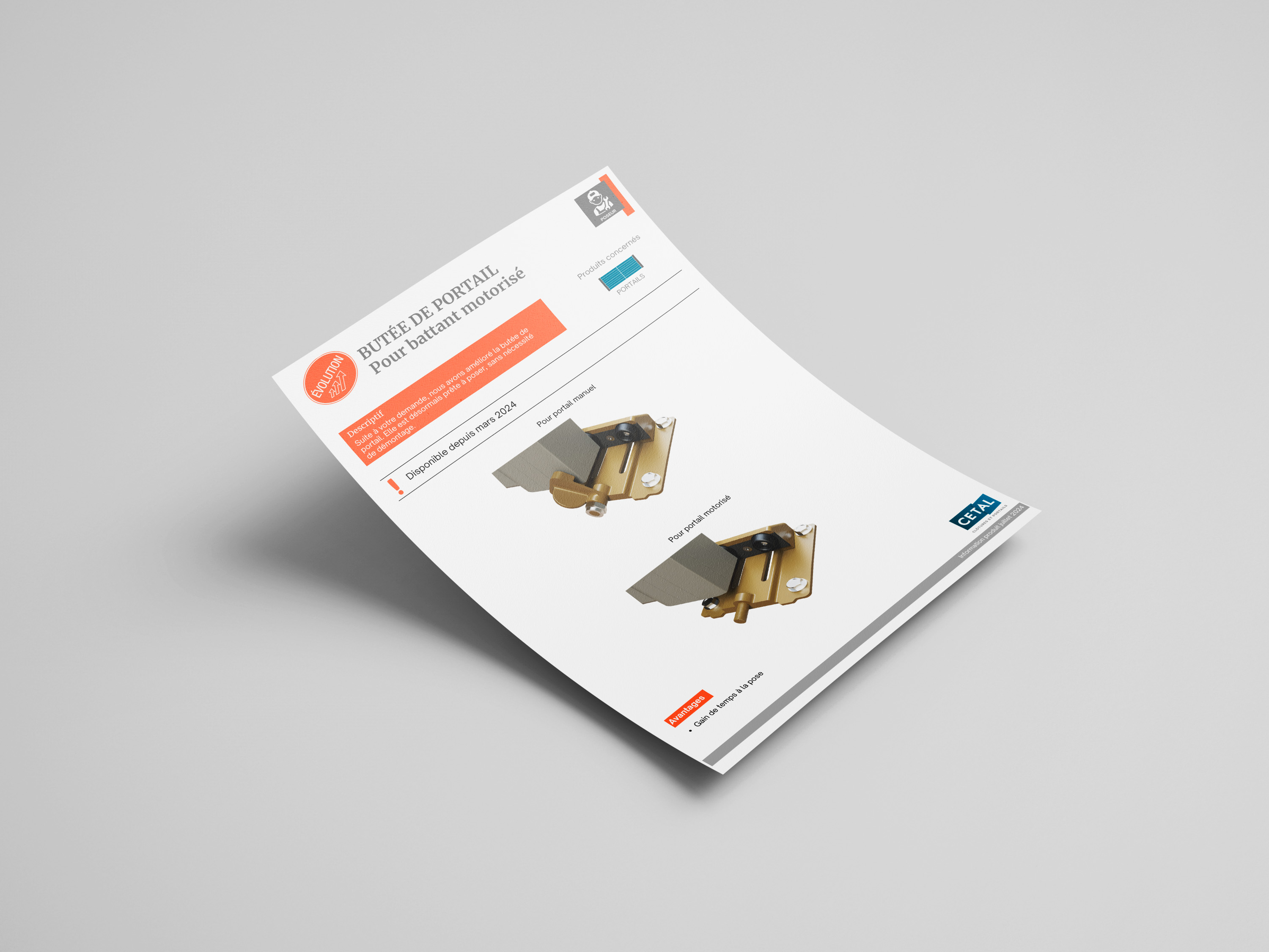 Butee de portail pour battant motorise